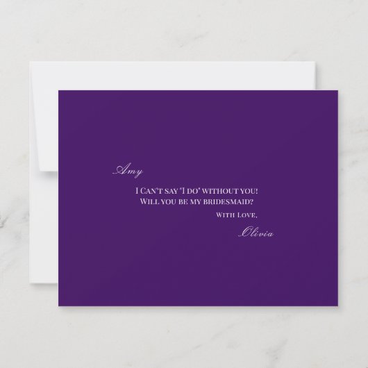 Script White & Purple Bridesmaid Proposal Card セーブザデート (裏面)