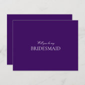 Script White & Purple Bridesmaid Proposal Card セーブザデート (正面/裏面)