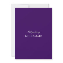 Script White & Purple Bridesmaid Proposal Card