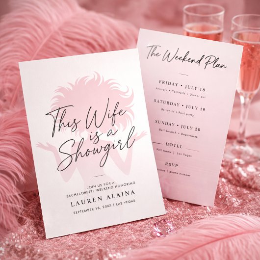 Script Wife Is a Showgirl Bachelorette Weekend 招待状
