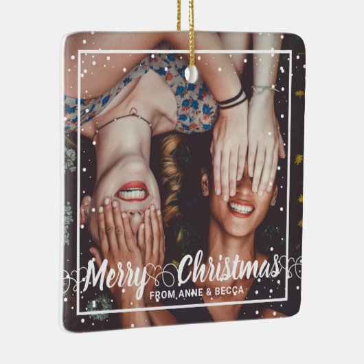 Script With Data Photo Red Keepsake セラミックオーナメント (右)