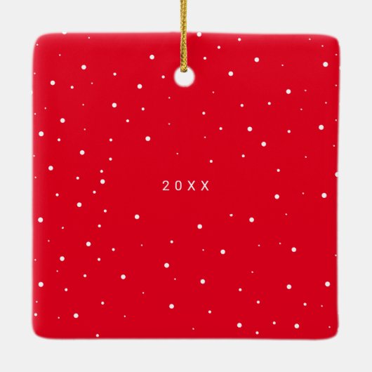 Script With Data Photo Red Keepsake セラミックオーナメント (裏面)