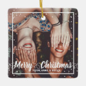 Script With Data Photo Red Keepsake セラミックオーナメント (正面)