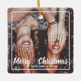 Script With Data Photo Red Keepsake セラミックオーナメント