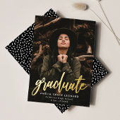 Scripted Gold Foil Photo Graduationのお知らせ 箔招待状