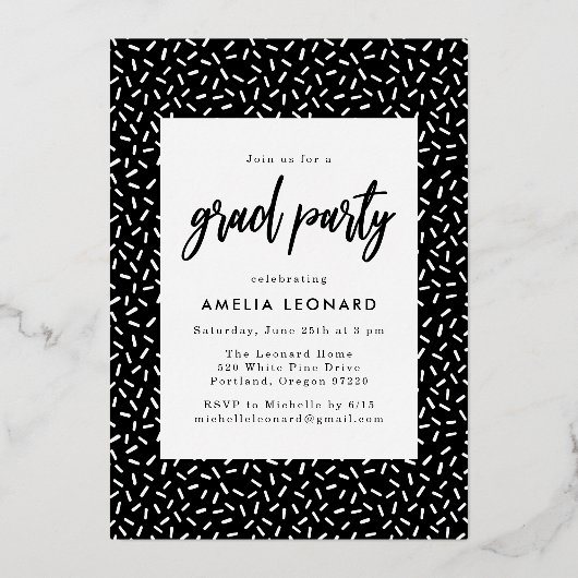 Scripted Gold Foil Photo Graduation Party 箔招待状 (裏面)