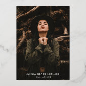 Scripted Gold Foil Photo Graduation Thank You 箔招待状 (正面)