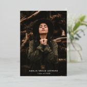 Scripted Gold Foil Photo Graduation Thank You 箔招待状 (立ち正面)