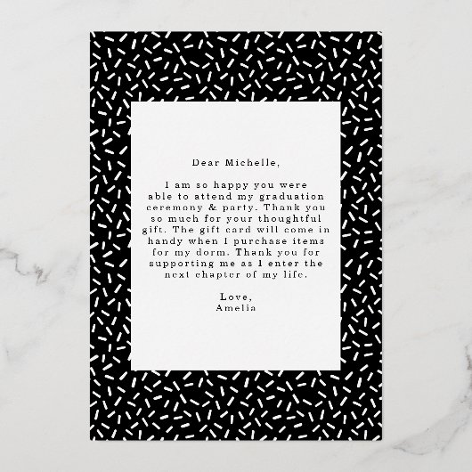 Scripted Gold Foil Photo Graduation Thank You 箔招待状 (裏面)