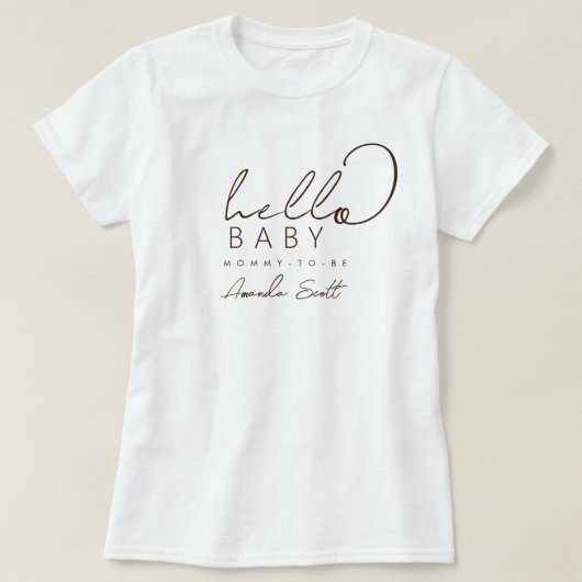 Scripted Hello Baby Mommy-to-Be ベビーシャワー Tシャツ (デザイン正面)