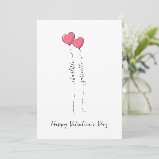 Scripted Name With Heart Balloon Valentine's Day  シーズンカード (スタンド正面)