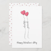 Scripted Name With Heart Balloon Valentine's Day シーズンカード (正面/裏面)