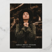 Scripted Silver Foil Photo Graduation Thank You 箔招待状 (正面)