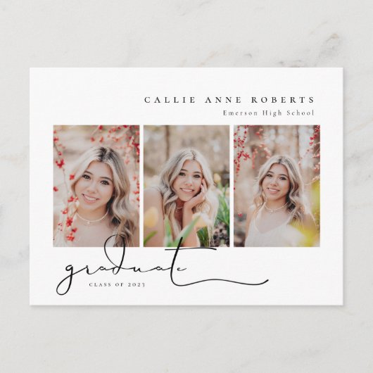Scripted Snapshots Photo Graduation Announcement  ポストカード (正面)