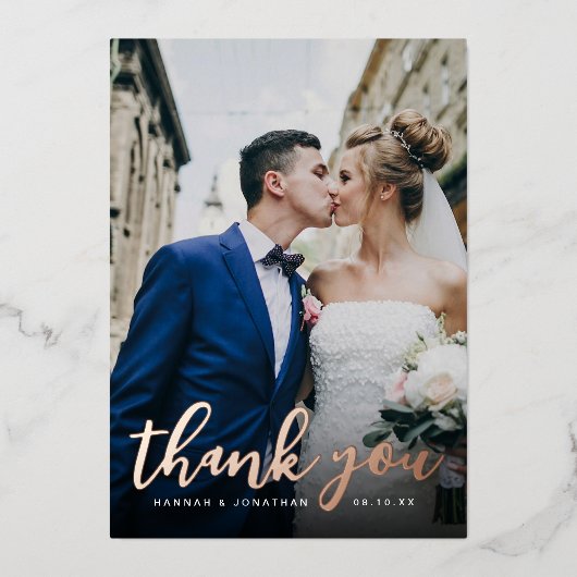 Script's 結婚 Photo Thank You Foil招待状 箔招待状 (正面)