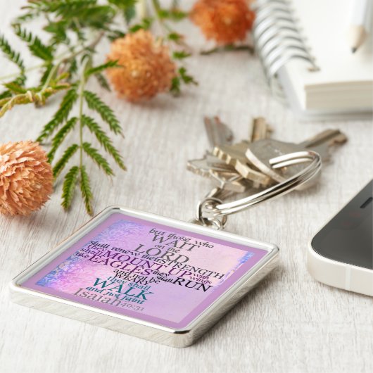 Scriptureアイザイア主の40:31 Keychainに待って下さい キーホルダー (側面)