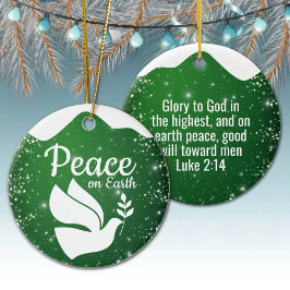 Scripture Christian Faith Festive Green 🕊⛪️ 🎄 セラミックオーナメント