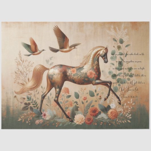 Scripture & Elegant Floral Equine, Decoupage 薄葉紙 (正面)