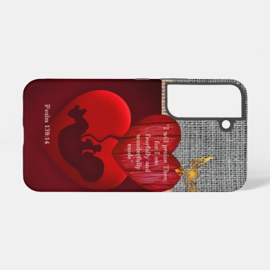 Scripture Hessian Embryo Red Heart Gold Dove Samsung Galaxyケース (裏面横)