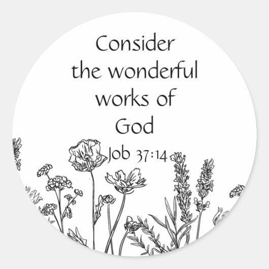 Scripture Inspirational Quote Garden Flowers Class ラウンドシール (正面)