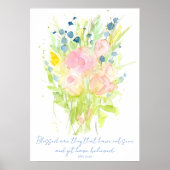 Scripture John 20:29 Bible Verse Flower Bouquet ポスター (正面)