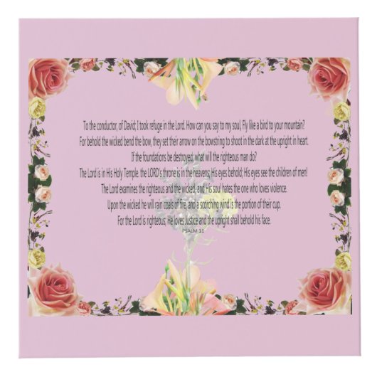Scripture, Psalm 11, Colorful Flower フォトキューブ (正面)