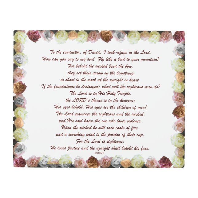 Scripture, Psalm 11, Flowerful メタルプリント (正面)