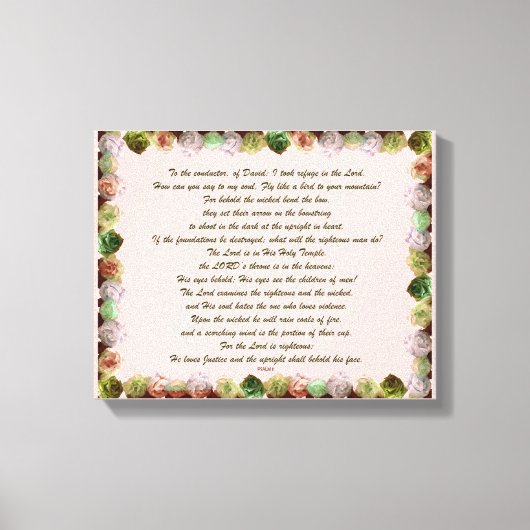 Scripture, Psalm 11, Green Gray Roses キャンバスプリント (正面)