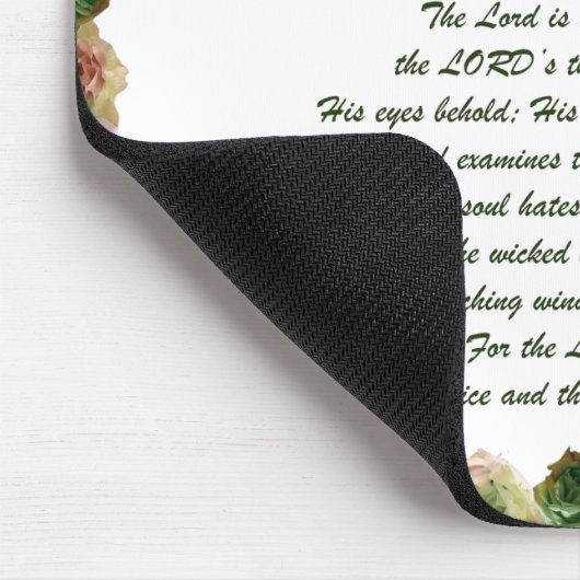 Scripture, Psalm 11, Green Gray Roses マウスパッド (コーナー)