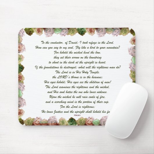 Scripture, Psalm 11, Green Gray Roses マウスパッド (マウス)