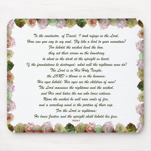 Scripture, Psalm 11, Green Gray Roses マウスパッド (正面)