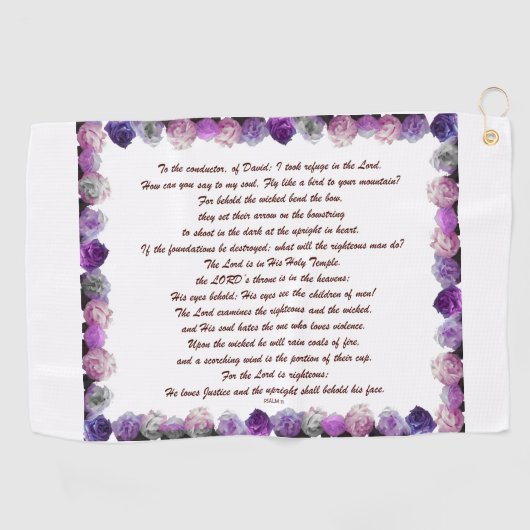 Scripture, Psalm 11, Purple Roses ゴルフタオル (横)