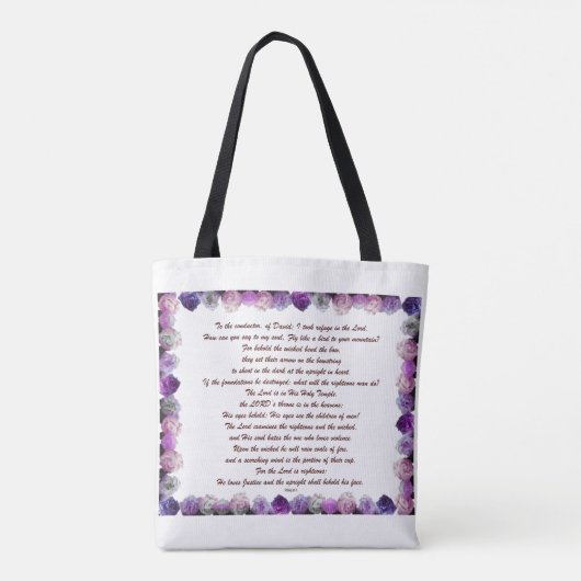 Scripture, Psalm 11, Purple Roses トートバッグ (裏面)