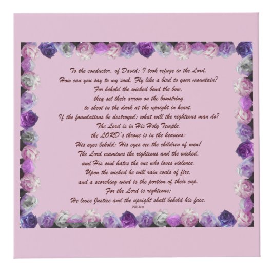 Scripture, Psalm 11, Purple Roses フォトキューブ (正面)