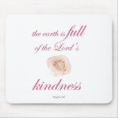 Scripture, Psalm 33, Full Kindness White Rose マウスパッド (正面)