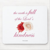 Scripture, Psalm 33, Kindness White and Red Rose マウスパッド (正面)