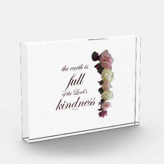 Scripture, Psalm 33, White and Pink Roses フォトブロック (左)