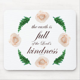 Scripture, Psalm 33, White Roses & Green Branches マウスパッド