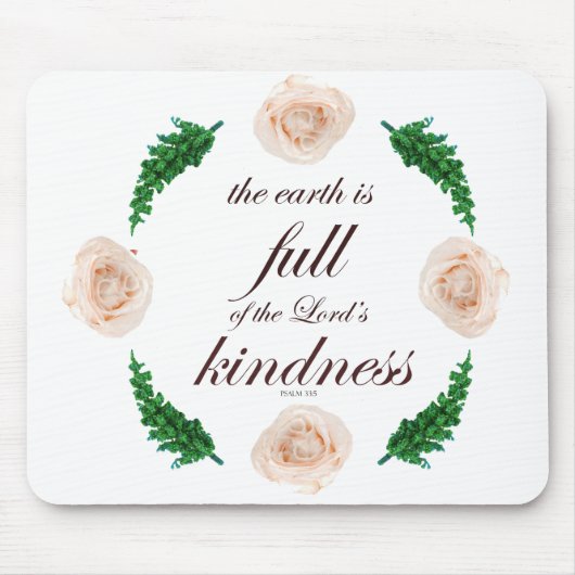 Scripture, Psalm 33, White Roses & Green Branches マウスパッド (正面)