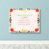 Scripture Psalm 9, Floral キャンバスプリント (インサイチュ (ウッドフロア))
