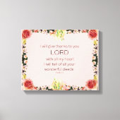 Scripture Psalm 9, Floral キャンバスプリント (正面)