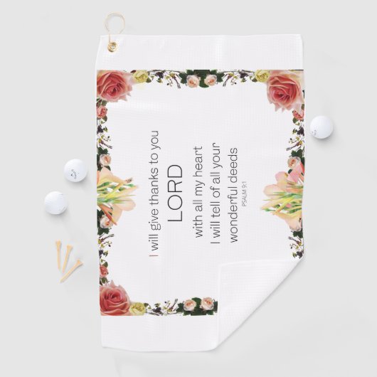 Scripture Psalm 9, Floral ゴルフタオル (インサイチュ)