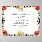 Scripture Psalm 9, Floral ポスター (正面)