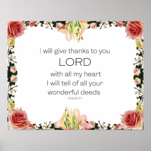 Scripture Psalm 9, Floral ポスター (正面)