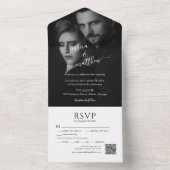 Scripty モダン Black and White Photo QRコード オールインワン招待状 (内側)