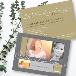 Scroll スタイリッシュ3 Photo Collage卒業パーティー 招待状