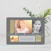 Scroll スタイリッシュ3 Photo Collage卒業パーティー 招待状 (スタンド正面)