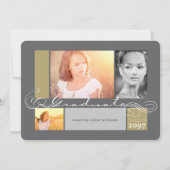 Scroll スタイリッシュ3 Photo Collage卒業パーティー 招待状 (正面)