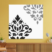 Scroll Damask Art I Black & Gray on White キャンバスプリント (インサイチュ (リビング))