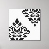 Scroll Damask Art I Black on White キャンバスプリント (正面)